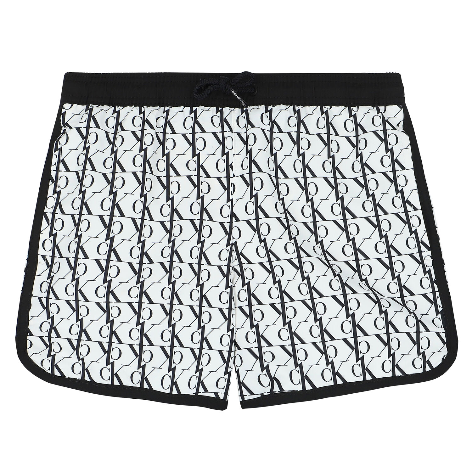 Boys White & Black Logo Swim Shorts, 2, hi-res image number null