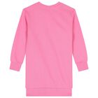 Girls Pink Logo Sweatshirt Dress, 1, hi-res