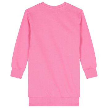 Girls Pink Logo Sweatshirt Dress
