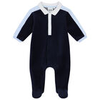 Baby Boys Navy Blue Logo Polo Babygrow, 3, hi-res