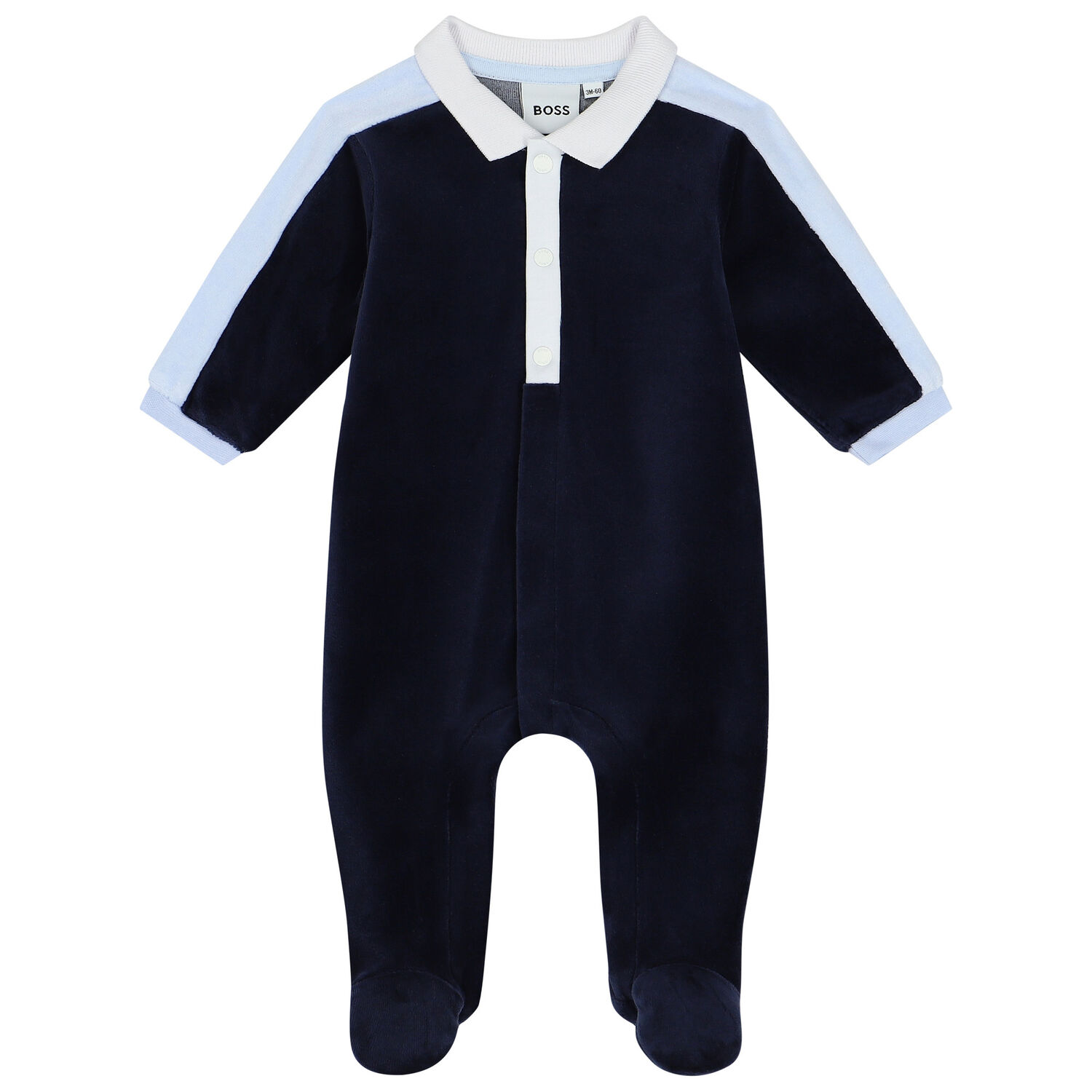 Baby Boys Navy Blue Logo Polo Babygrow, 3, hi-res