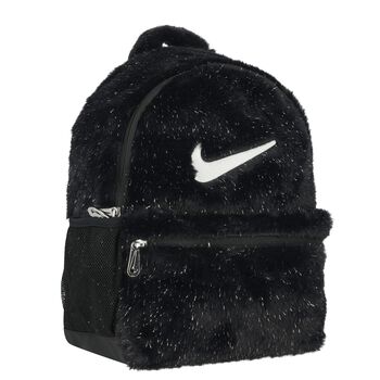 Girls Black Logo Faux Fur Backpack