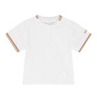 Baby Boys Beige & White Logo Dungaree Set, 2, hi-res