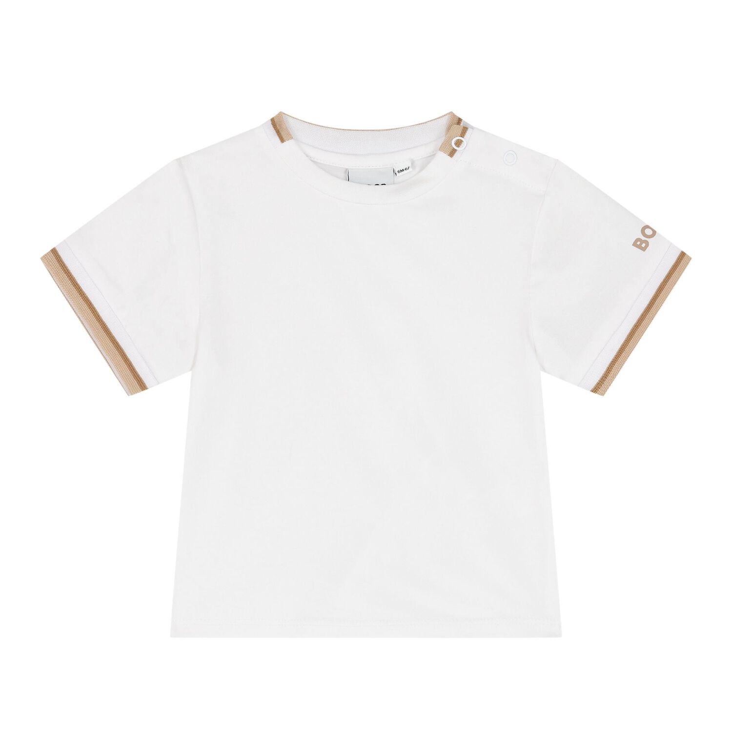 Baby Boys Beige & White Logo Dungaree Set, 2, hi-res