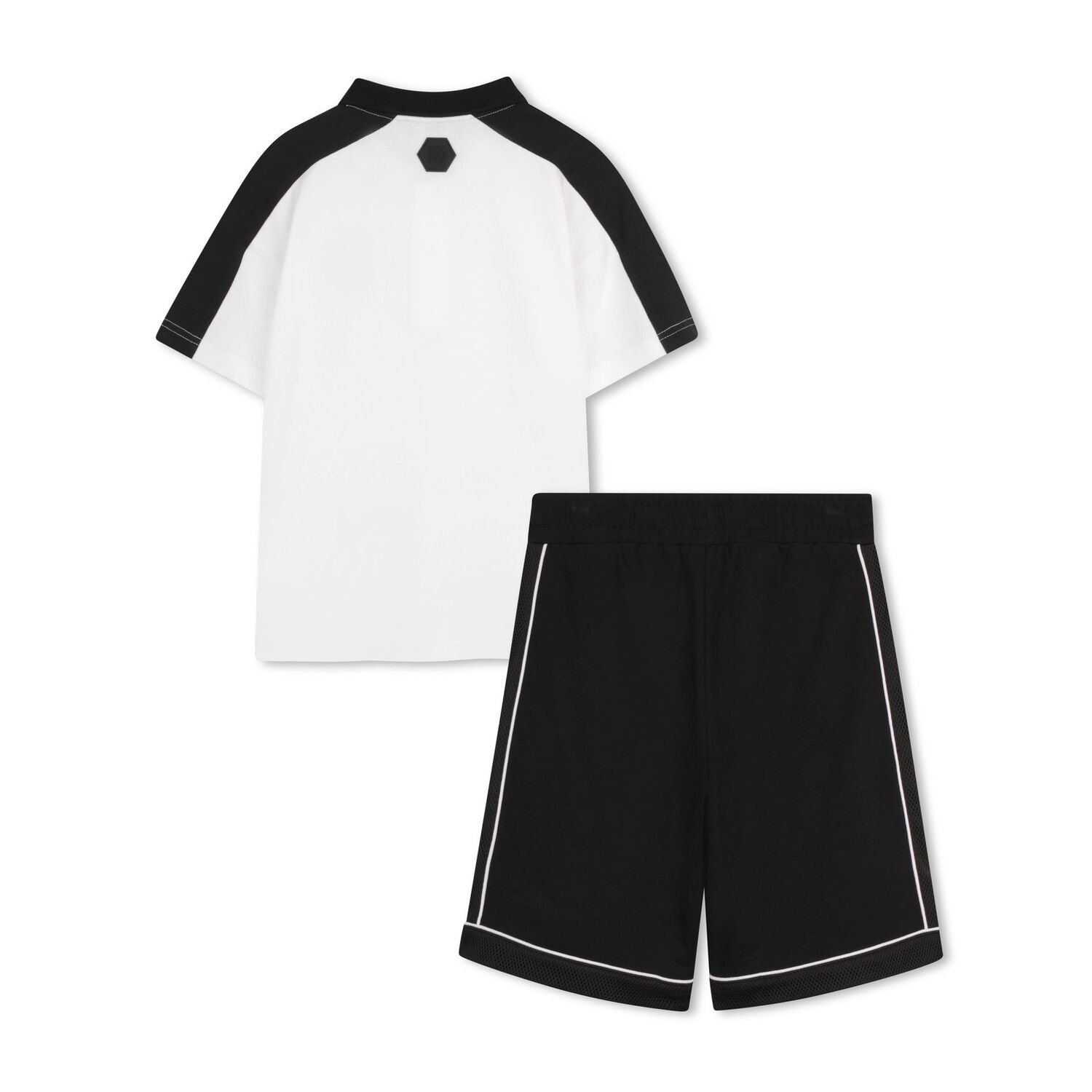Boys White & Black Shorts Set, 1, hi-res