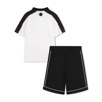 Boys White & Black Shorts Set