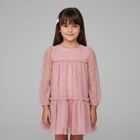 Girls Pink Heart Tulle Dress, 3, hi-res