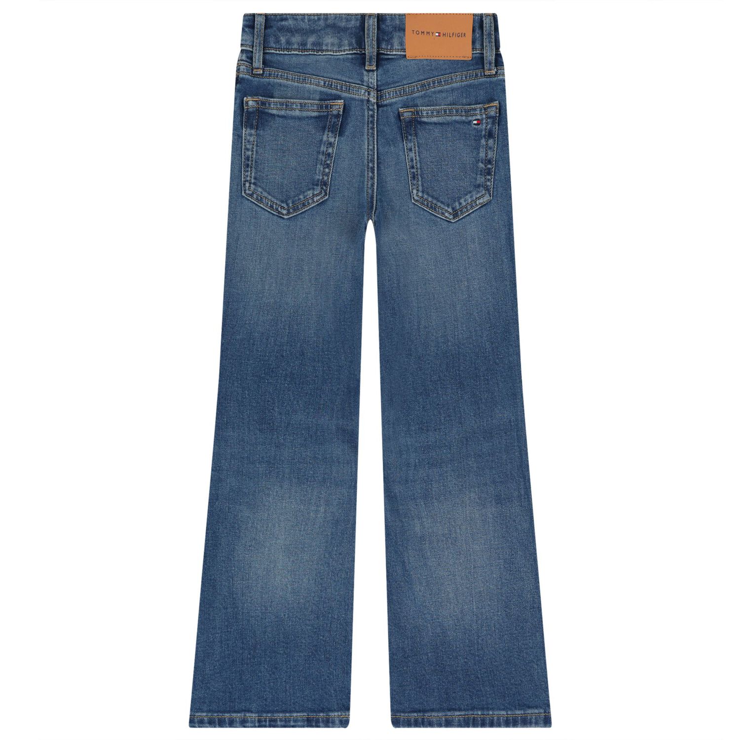 Girls Blue Denim Wide Leg Jeans, 1, hi-res