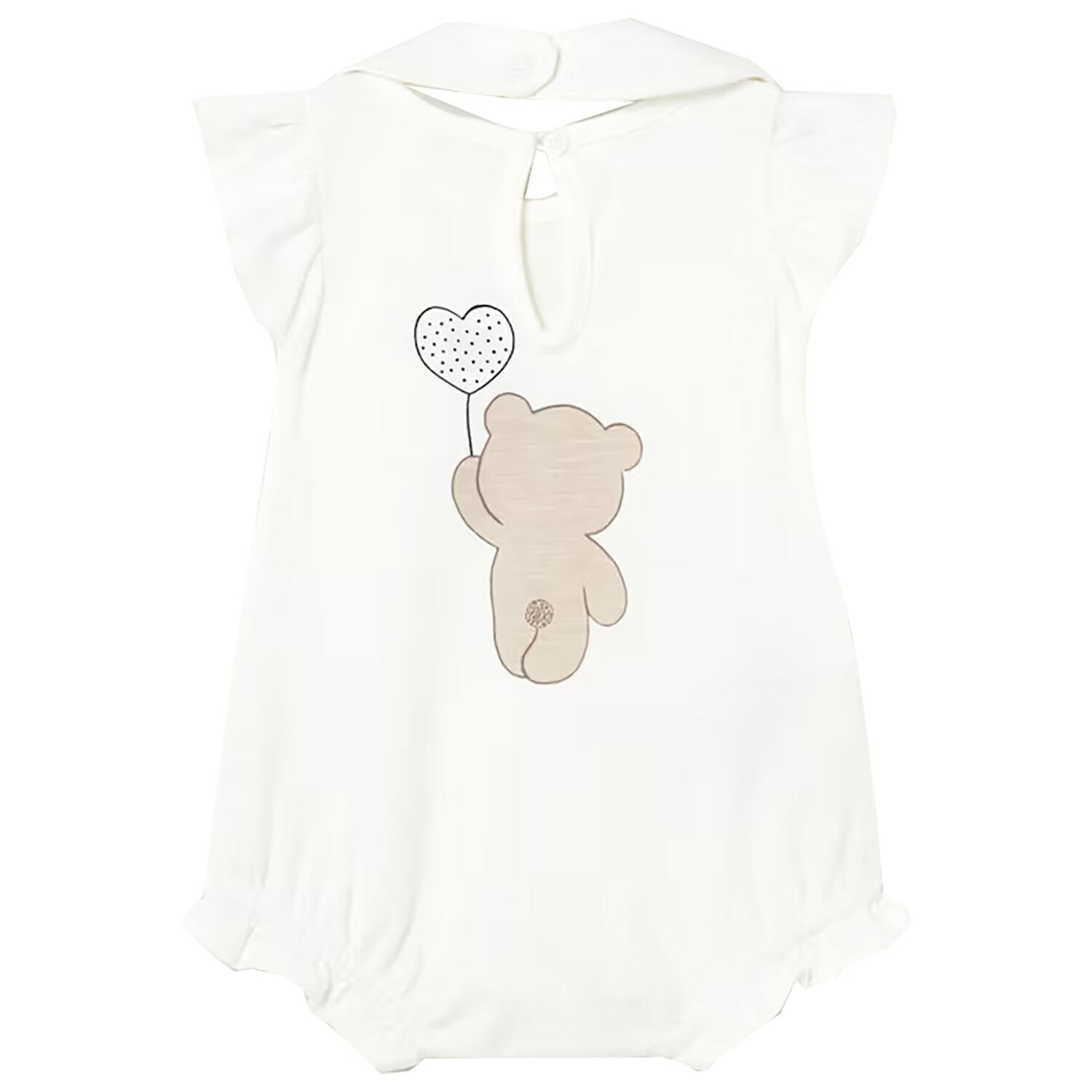 Baby Girls White Teddy Bear Romper Set, 2, hi-res