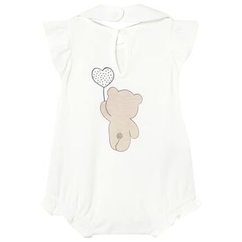 Baby Girls White Teddy Bear Romper Set