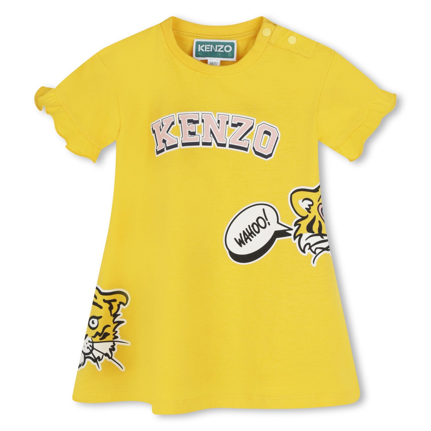 Younger Girls Yellow Tiger Logo Dress, 1, hi-res