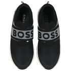 Boys Black Logo Trainers, 1, hi-res