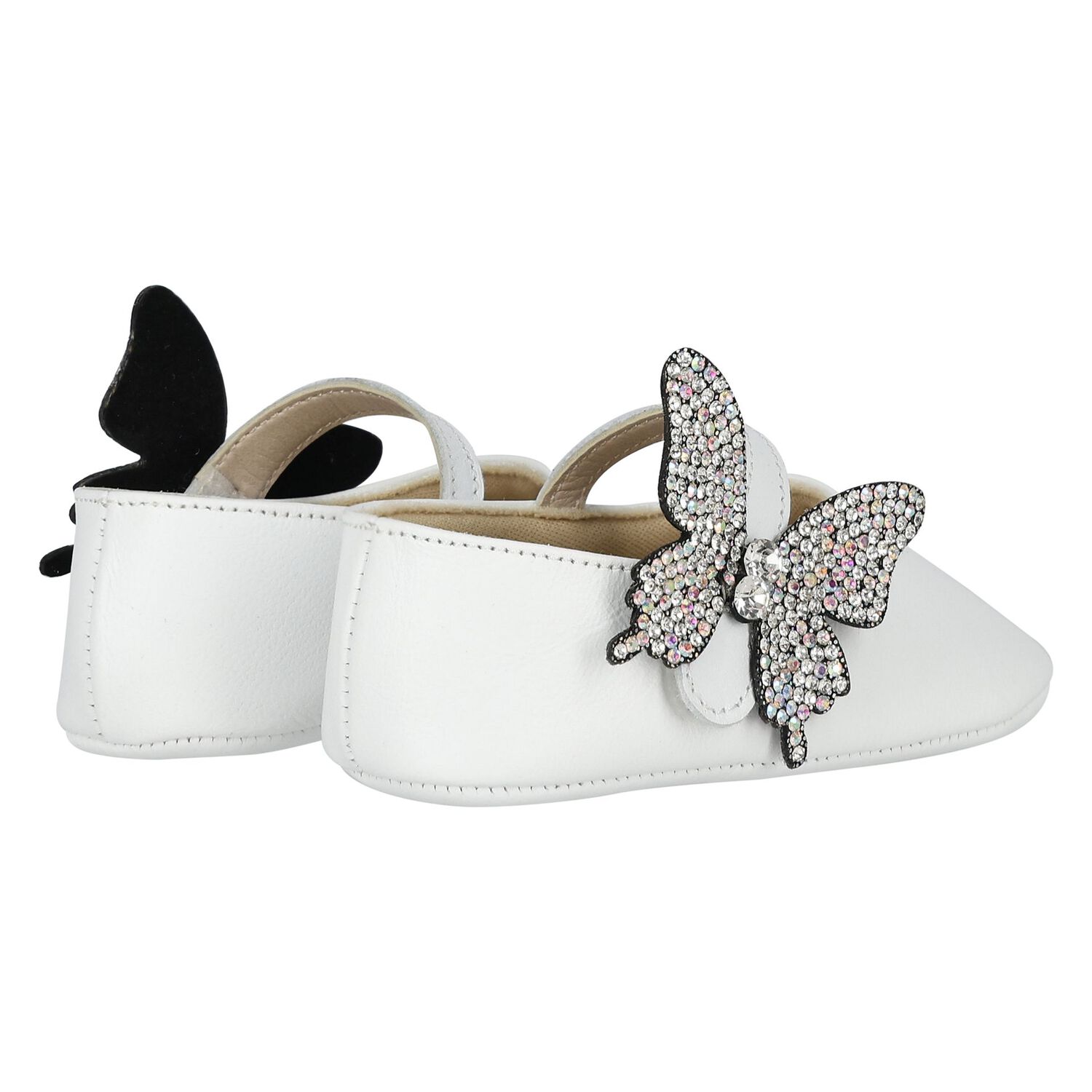 Baby Girls White Butterfly Shoes, 2, hi-res