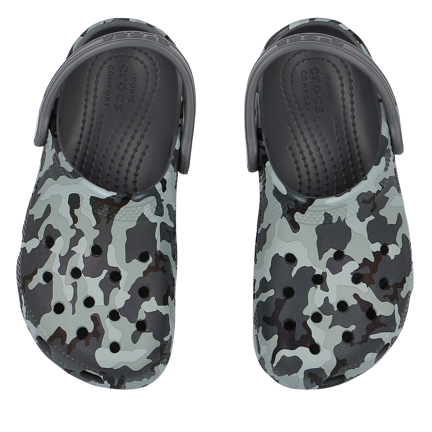 Black & Grey Classic Camo Clogs Sandals, 1, hi-res