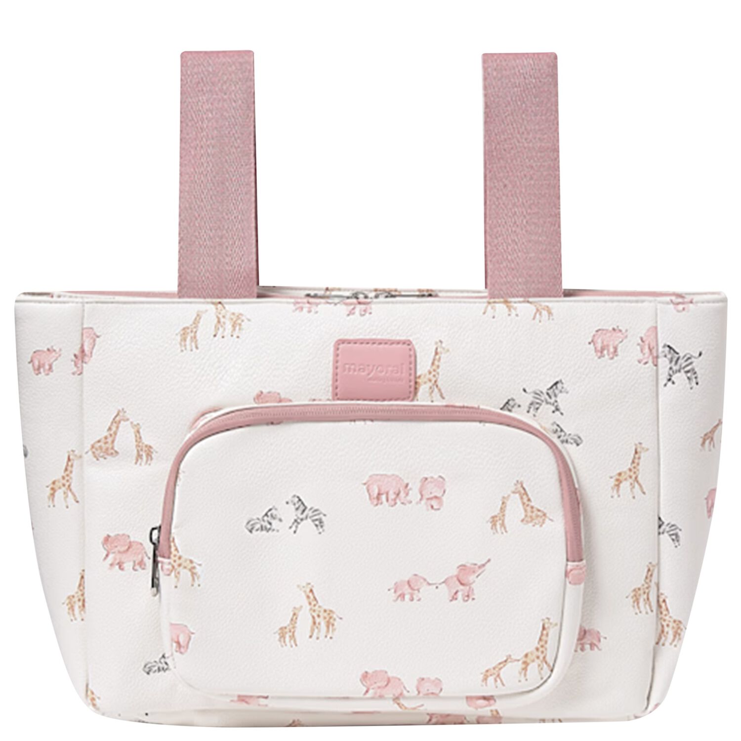 Baby Girls Ivory & Pink Animals Changing Bag, 3, hi-res