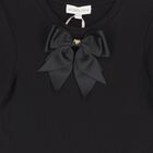Girls Black Bow T-Shirt, 1, hi-res