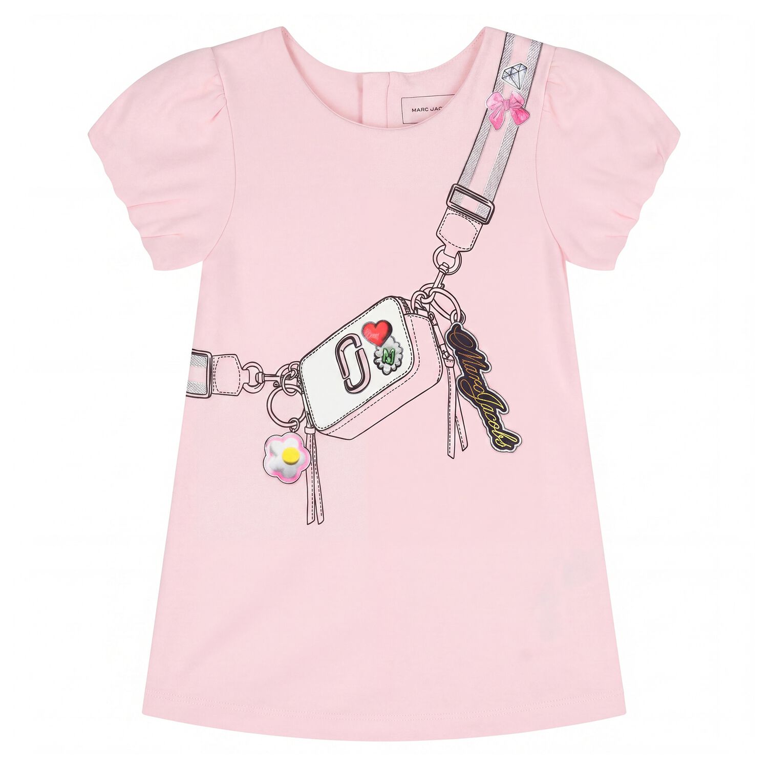Younger Girls Pink Bag Dress, 3, hi-res