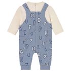 Baby Boys Ivory & Blue Romper, 1, hi-res