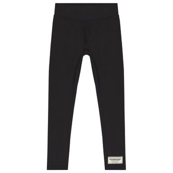 Girls Black Logo Softskin Leggings