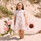 Girls Ivory & Pink Floral Chiffon Dress, 1, hi-res