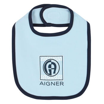 Baby Boys Blue Logo Bib