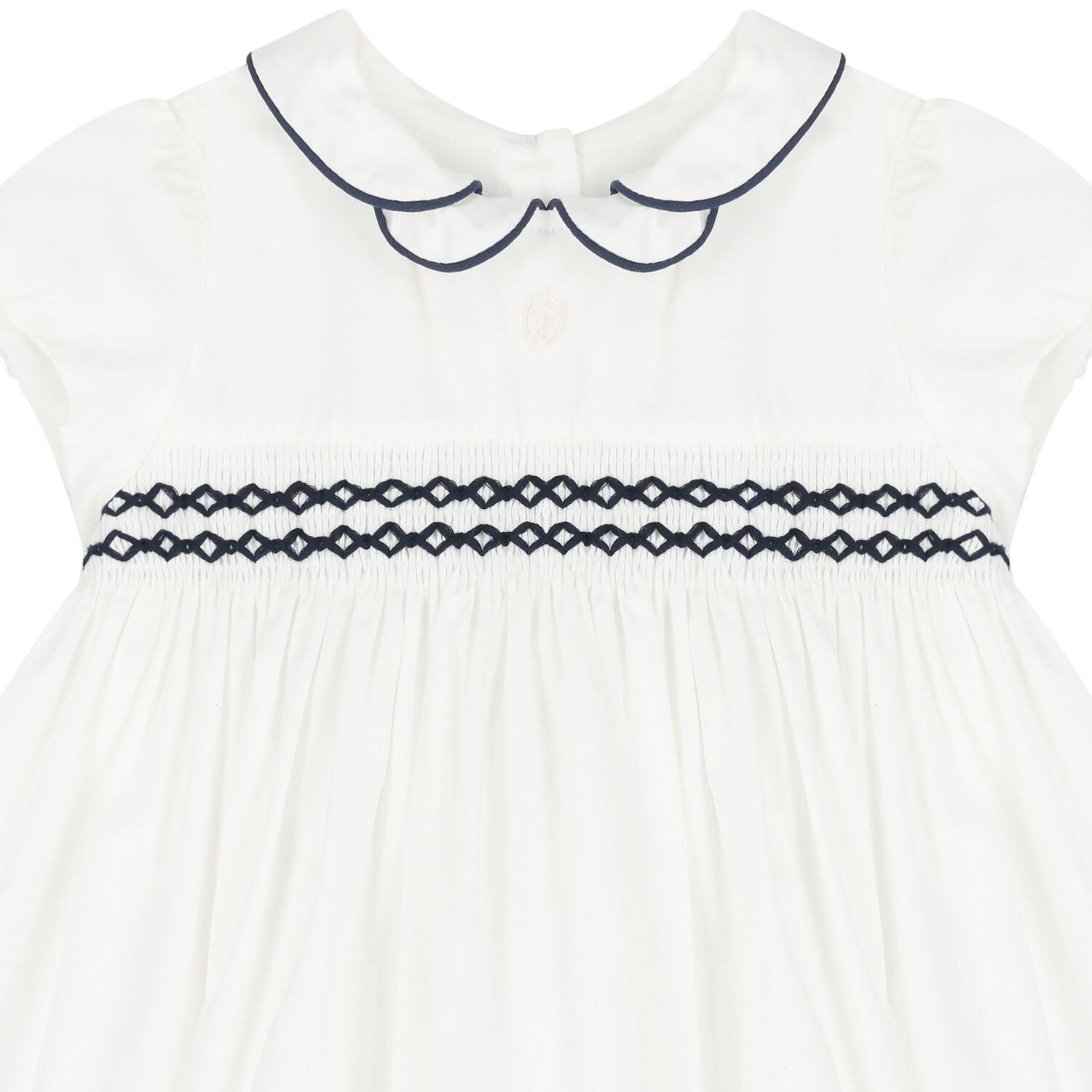 Baby Girls White Smocked Dress, 1, hi-res