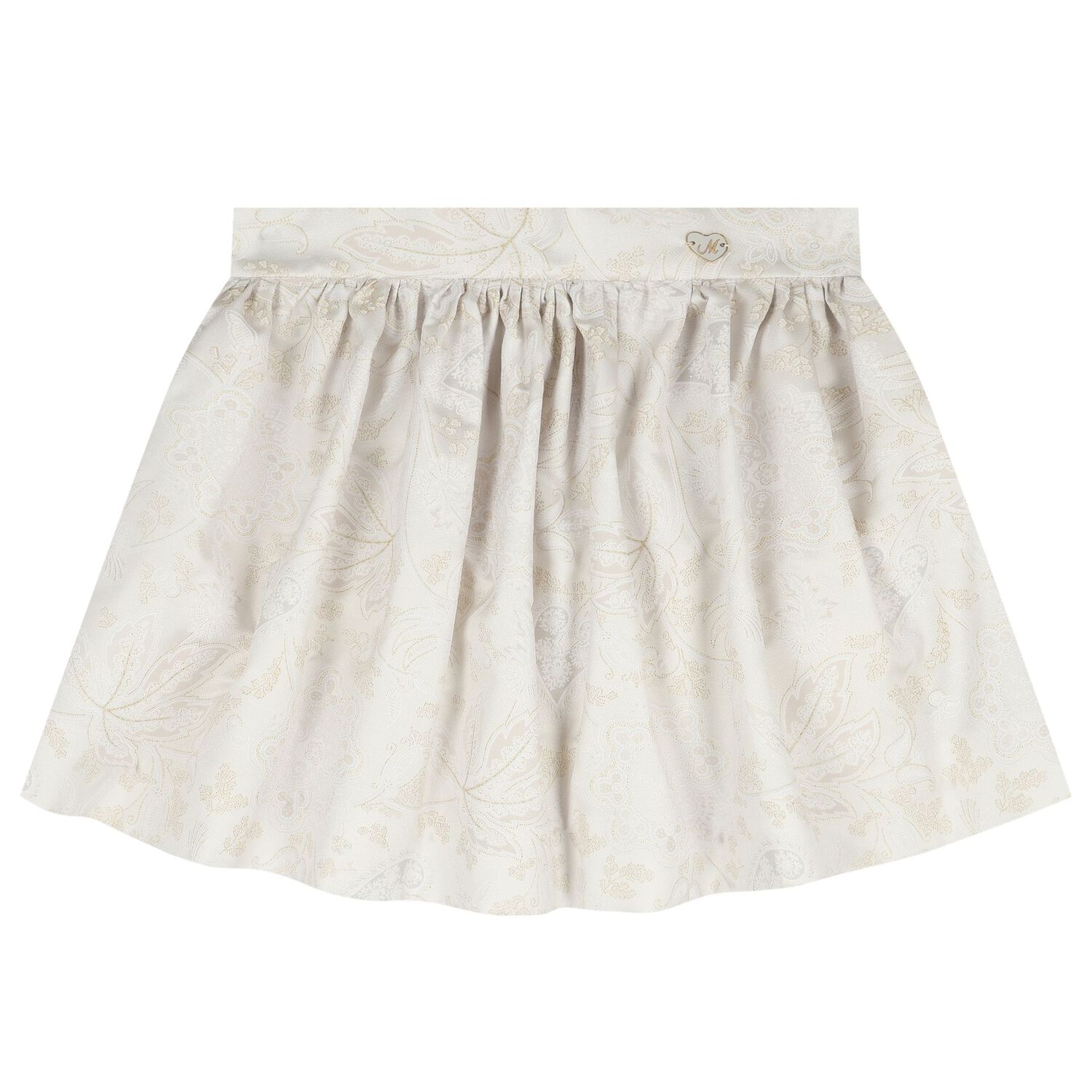 Girls Ivory & Beige Floral Skirt Set, 1, hi-res