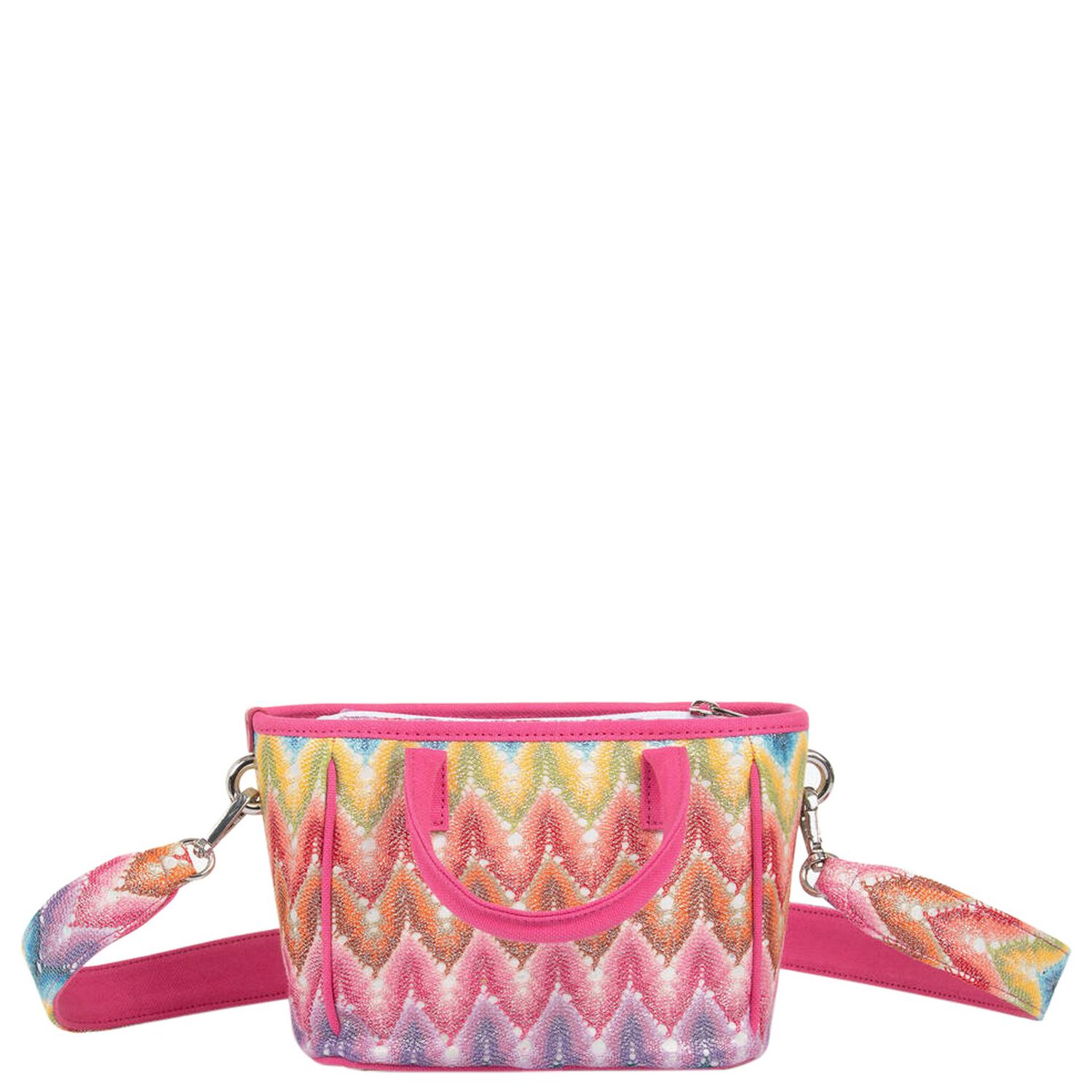 Girls Multi-Coloured Zigzag Handbag, 1, hi-res