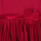 Baby Girls Red Pleated Bodysuit Dress, 2, hi-res