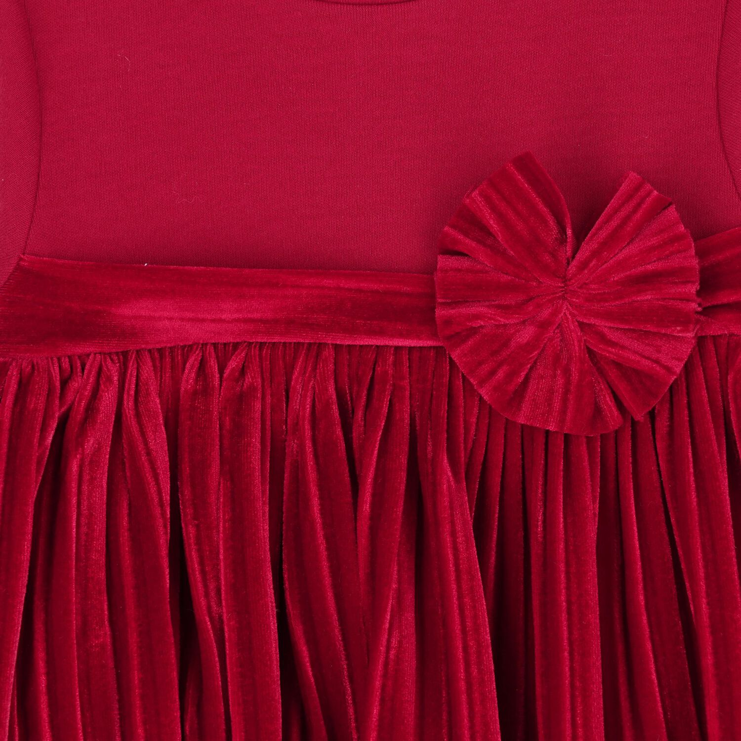Baby Girls Red Pleated Bodysuit Dress, 2, hi-res