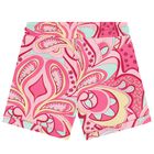 Girls Pink Abstract Print Shorts, 1, hi-res