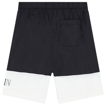 Boys Black & White Logo Swim Shorts
