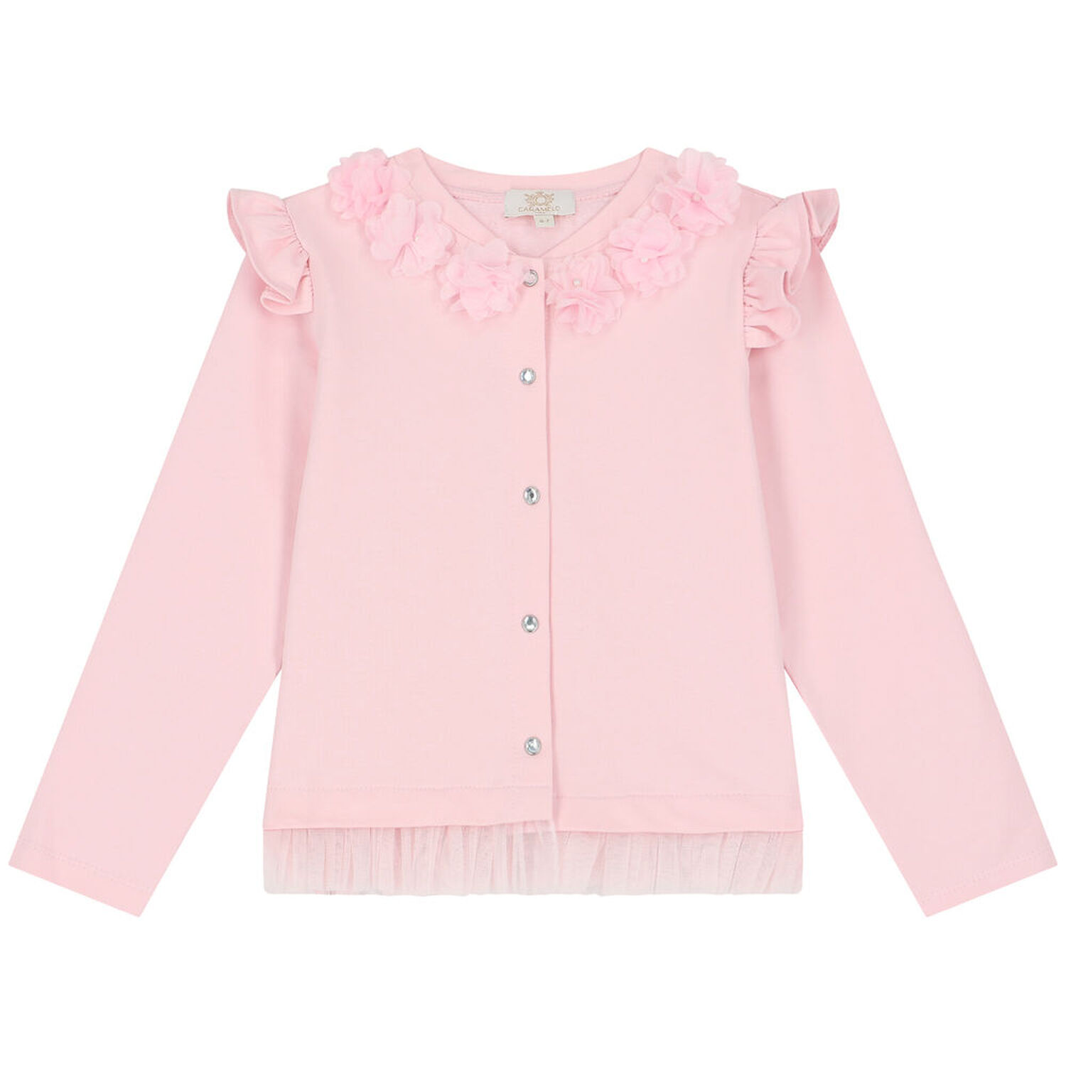 Girls Pink Floral Cardigan, 1, hi-res