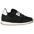 Boys Black Logo Trainers, 1, hi-res