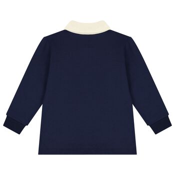 Boys Navy Blue Web Striped Polo Shirt