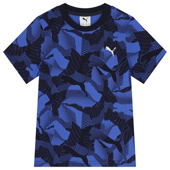 Boys Navy Blue & Blue Logo T-Shirt