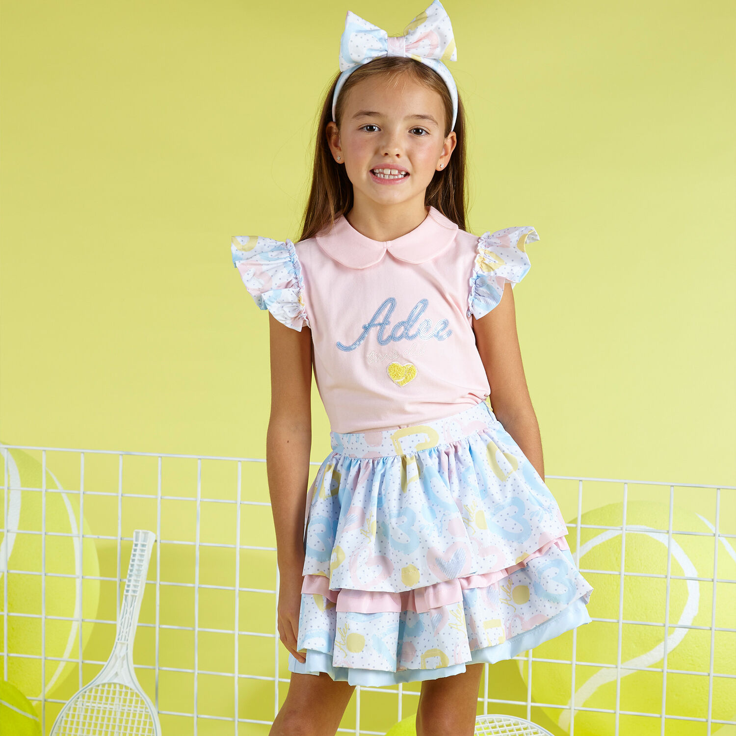 Girls Pink & White Logo Skirt Set, 1, hi-res image number null