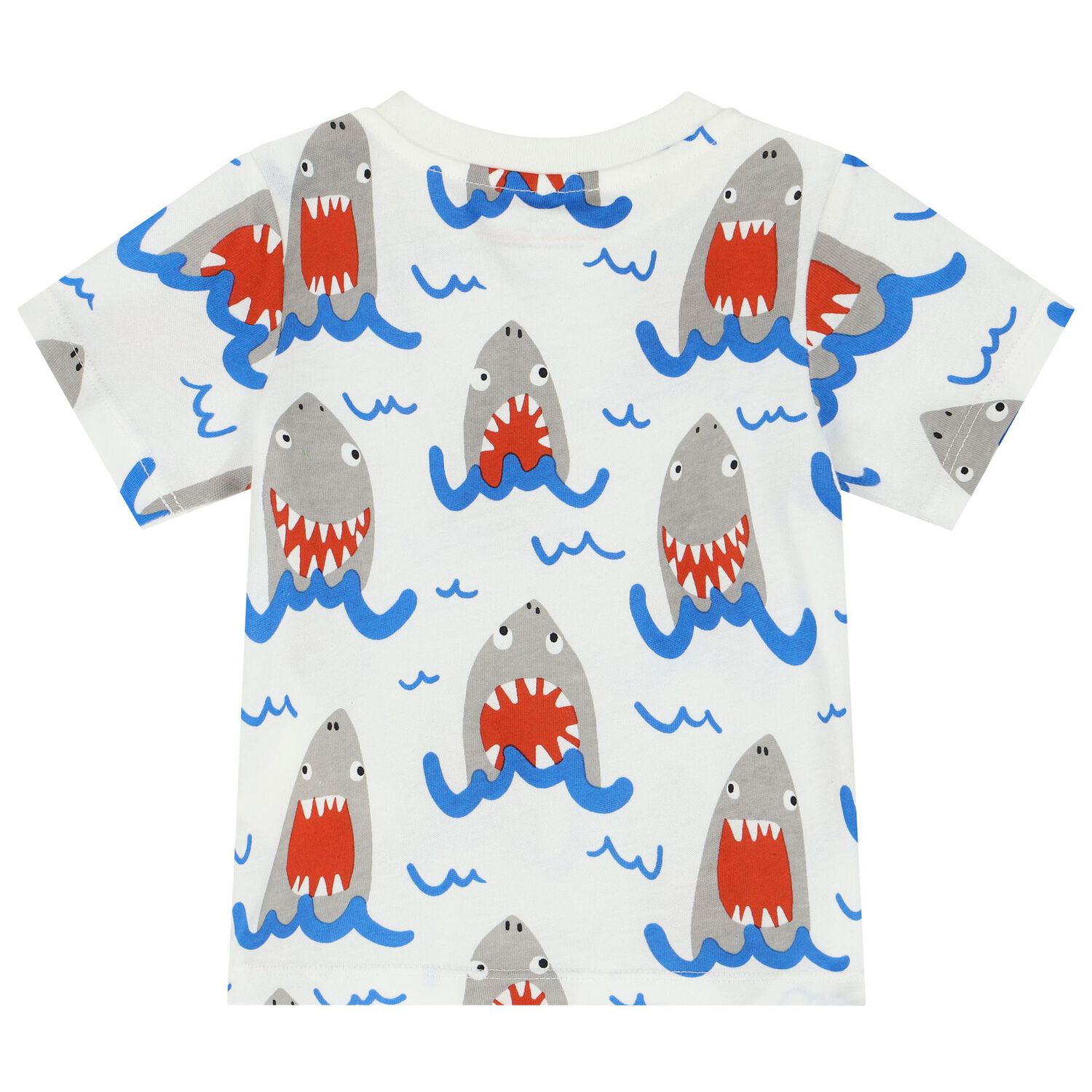 Younger Boys White Shark T-Shirt, 1, hi-res