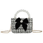 Girls Ivory & Black Tweed Bow Bag, 2, hi-res