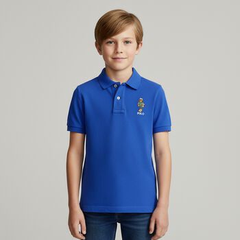Boys Blue Polo Bear Polo Shirt