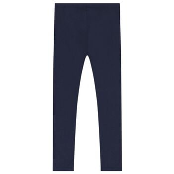 Girls Navy Blue Logo Leggings