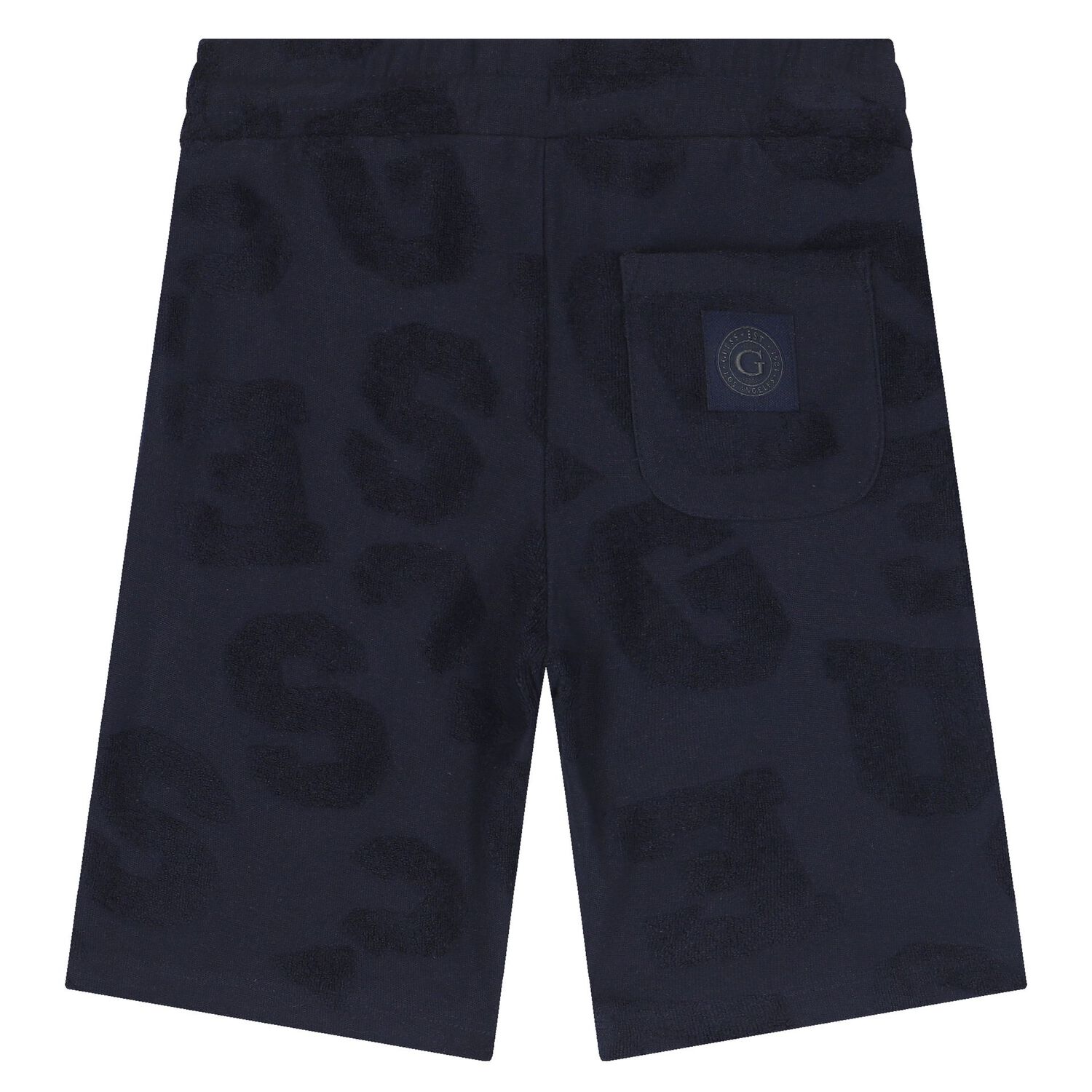 Boys Navy Towelling Logo Shorts, 1, hi-res