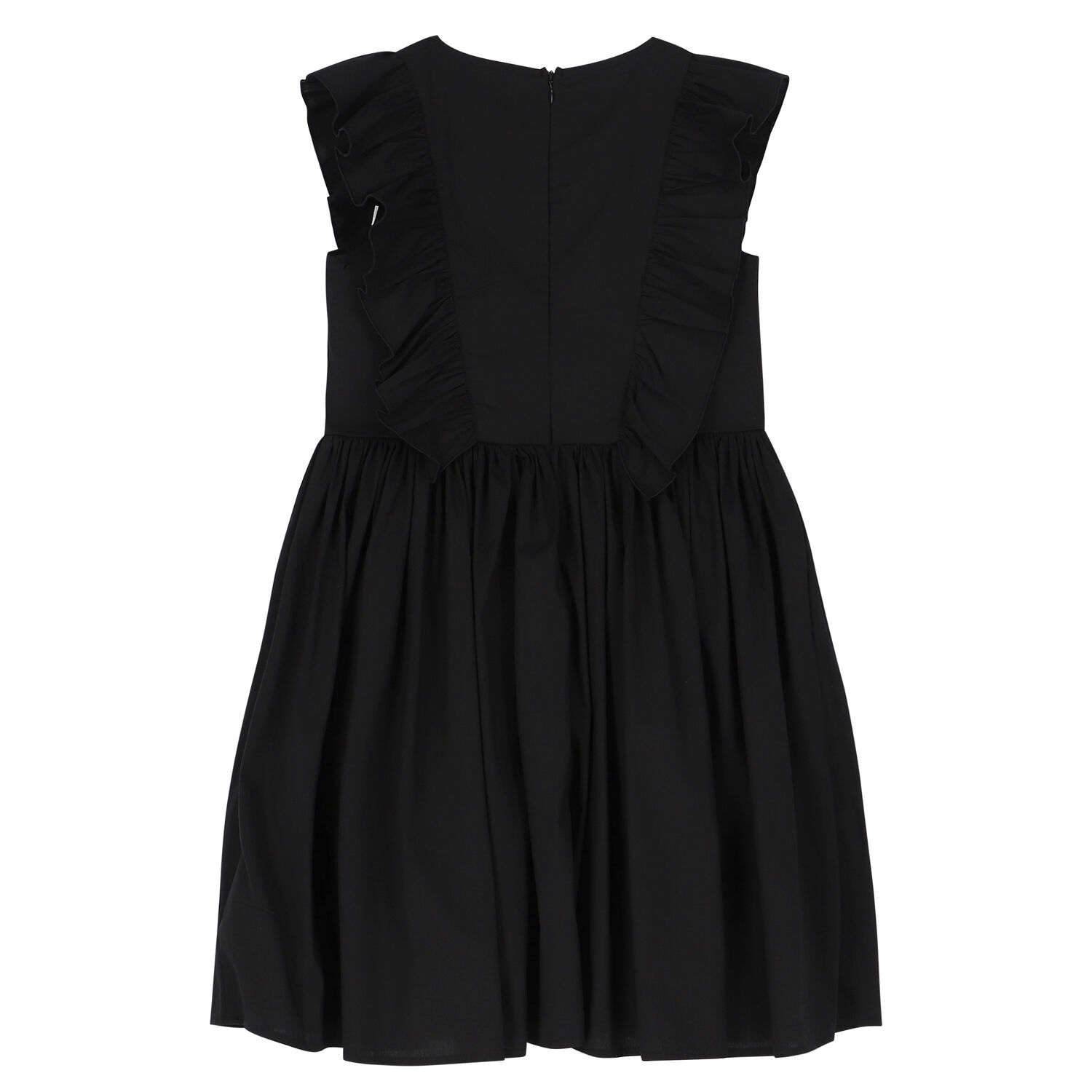 Girls Black Ruffled Dress, 1, hi-res