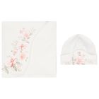 Baby Girls Ivory Floral Blanket Set, 1, hi-res