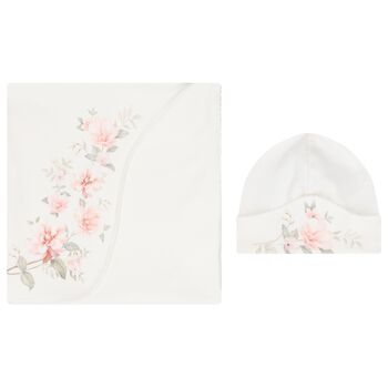 Baby Girls Ivory Floral Blanket Set