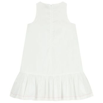 Girls White & Pink Zigzag Dress