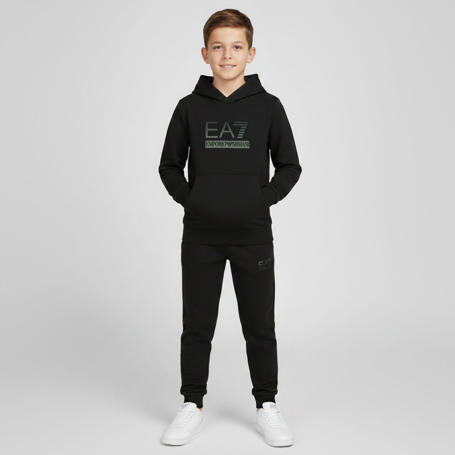 Boys Black Logo Tracksuit, 3, hi-res
