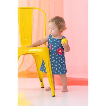 Girls Blue Chambray Heart Dress