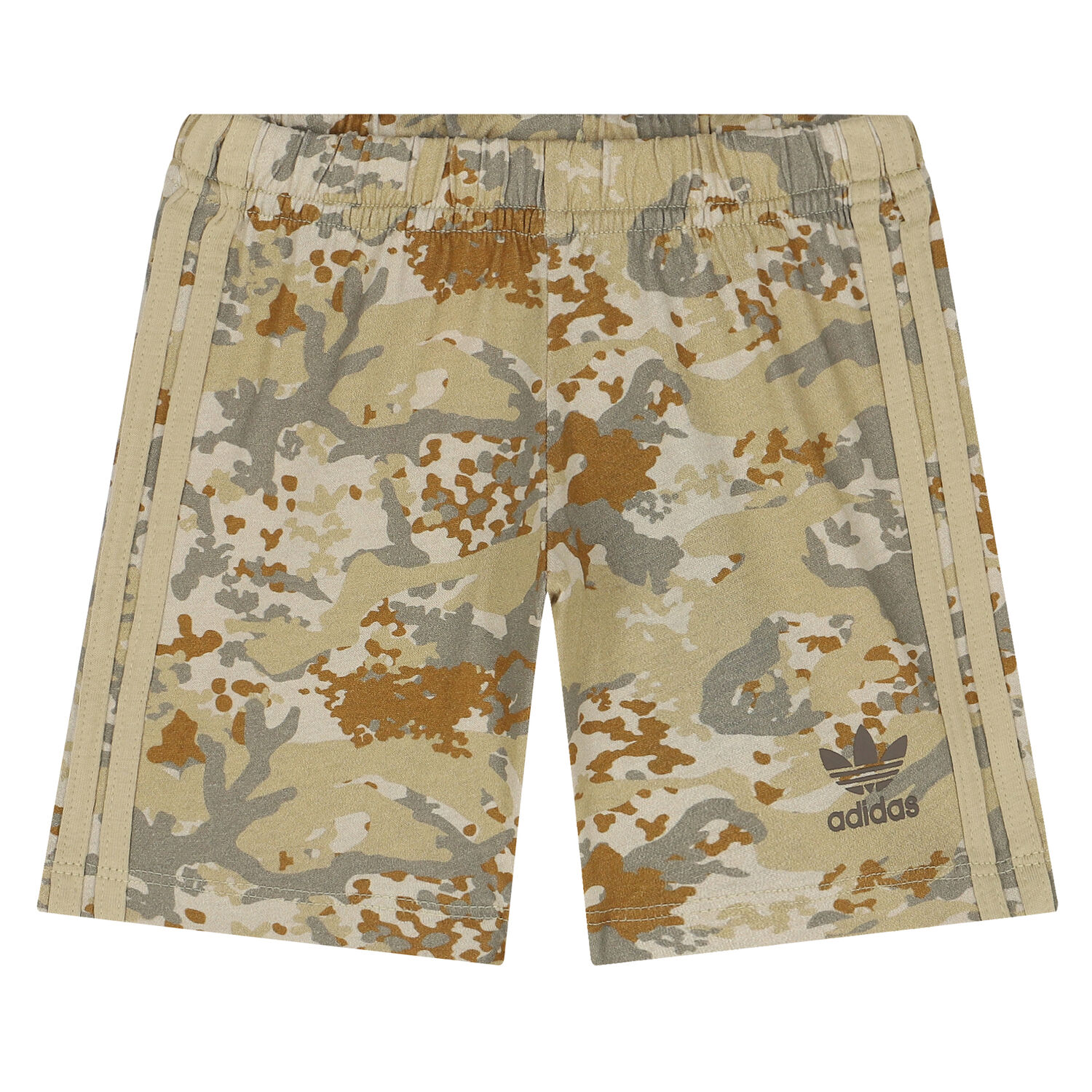 Beige Trefoil Logo Camouflage Shorts Set, 1, hi-res