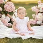 Baby Girls Pink & White Bow Dress Set, 1, hi-res
